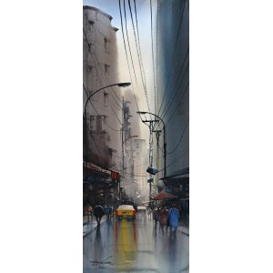 Sarfraz Musawir,11 x 30 Inch, Watercolor on Paper, Cityscape Painting, AC-SAR-103